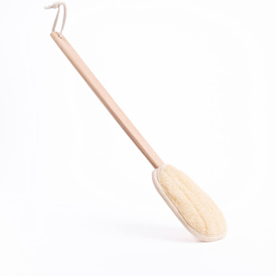 Divpusējs dabīgs lufas sūklis ar garu koka rokturi