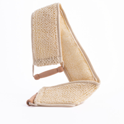 Натуральная двухсторонняя мочалка люфа/сизаль для тела с деревянными ручками